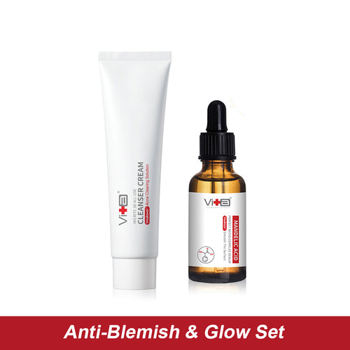 【Anti Blemish & Glow Set】Swissvita Cleanser Cream 100g, Mandelic Acid Serum 30ml