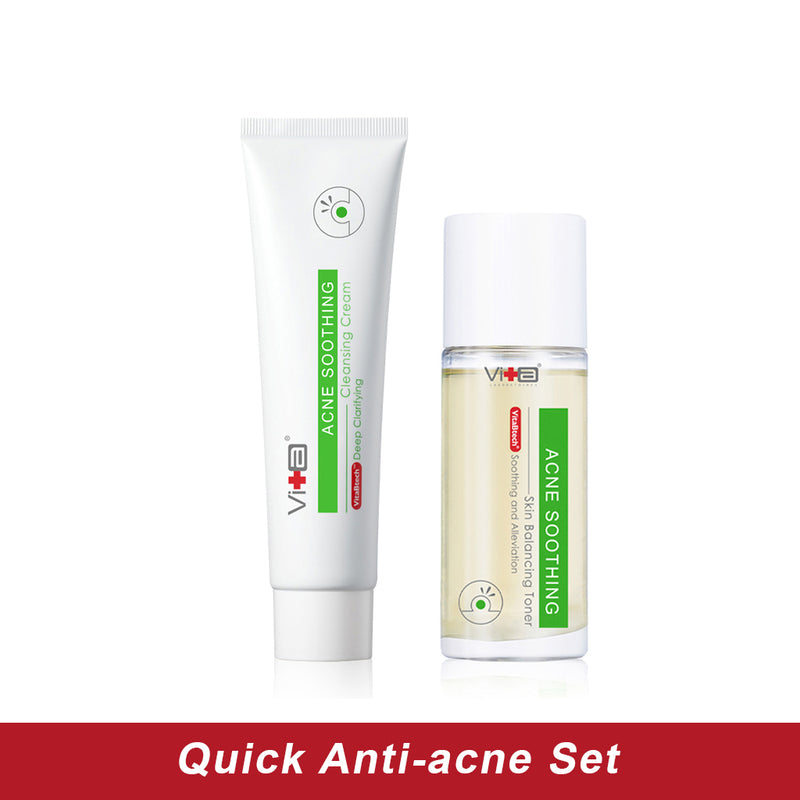 【Quick Anti acne Set】Swissvita Acne Soothing Cleansing Cream 100g, Acne Soothing Skin Balancing Toner 120ml