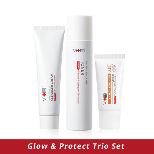 【Glow & Protect Trio Set】Swissvita Energy Enhancer Cream 30g,  Cleanser Cream 100ml, Toner 200ml